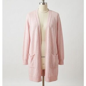 Grana Mongolian Cashmere Longline Cardigan Pink Open Pocket Sweater Quiet Luxury